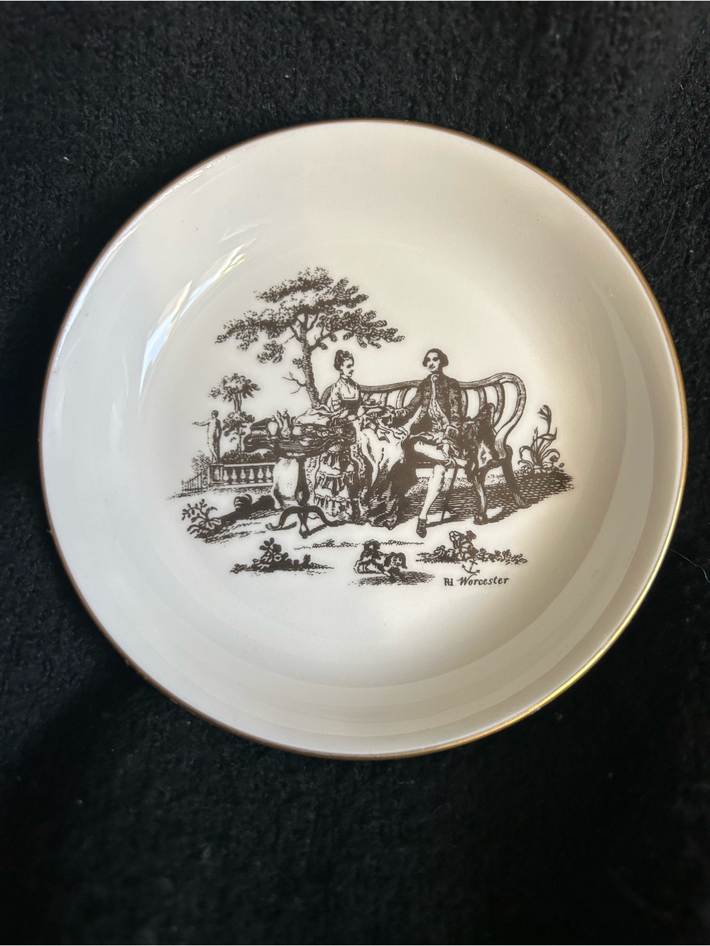 Royal Worcester White Plate with Transfer-Pastoral Scene - made for the Gardiner